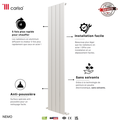 Carisa Nemo Radiateur en Aluminium Vertical Design Moderne Latte