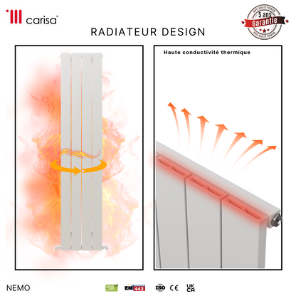 Carisa Nemo Radiateur en Aluminium Vertical Design Moderne Latte