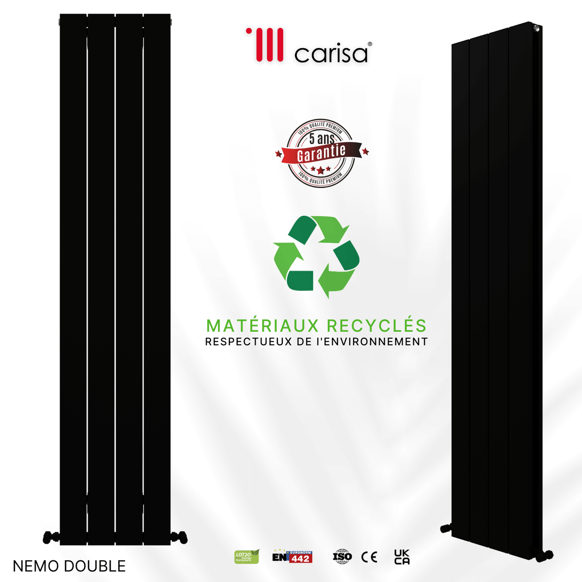 Carisa Nemo Radiateur en Aluminium Vertical Design Moderne Noir