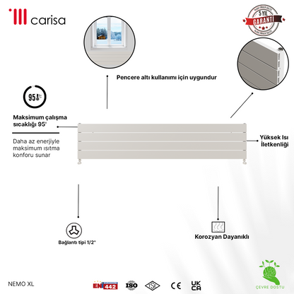 Carisa Nemo Xl Radiateur en Aluminium Horizontal Design Moderne Blanc