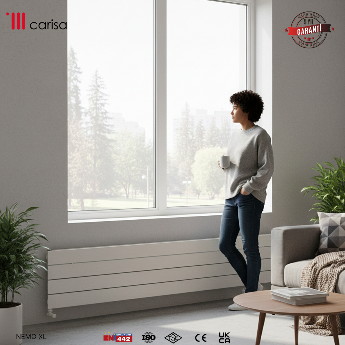 Carisa Nemo Xl Radiateur en Aluminium Horizontal Design Moderne Blanc