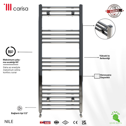 Carisa Nile Sèche-Serviettes en Acier Design Moderne Chromé