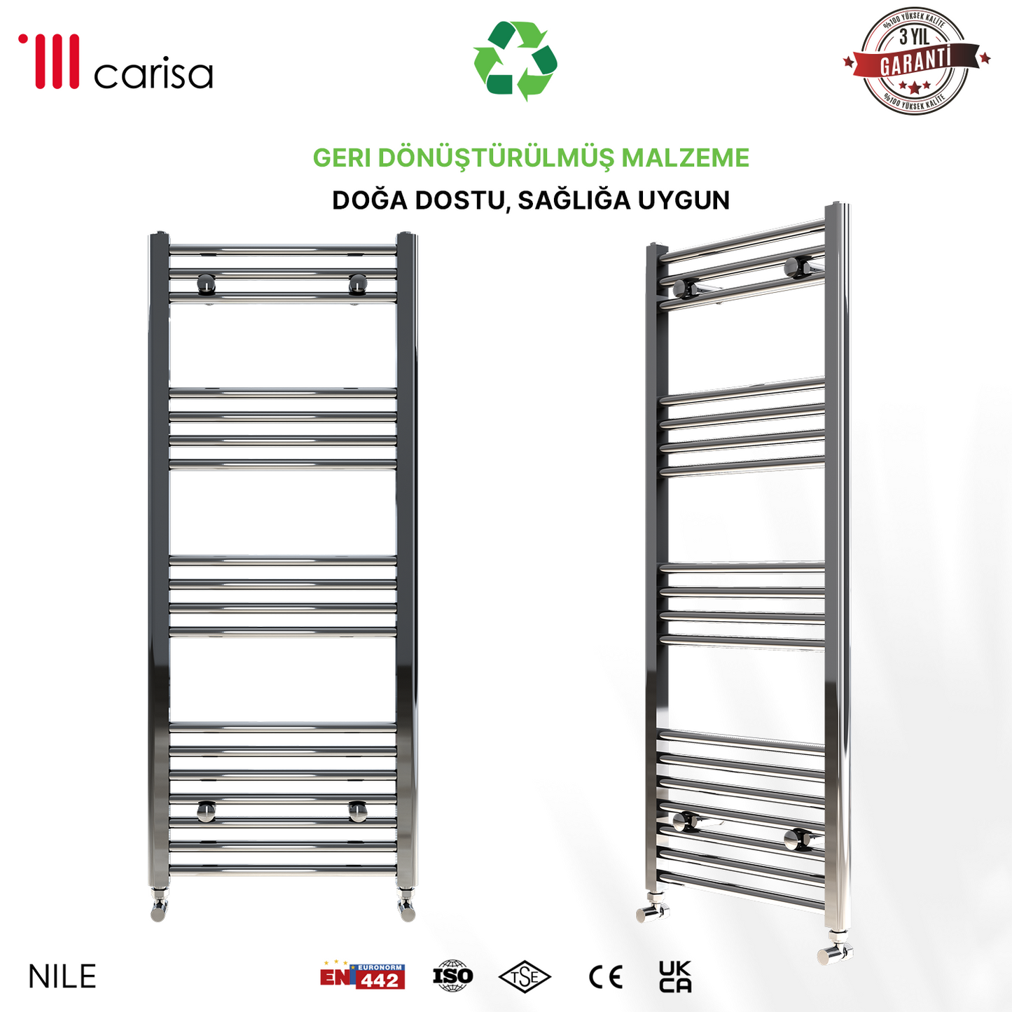 Carisa Nile Sèche-Serviettes en Acier Design Moderne Chromé