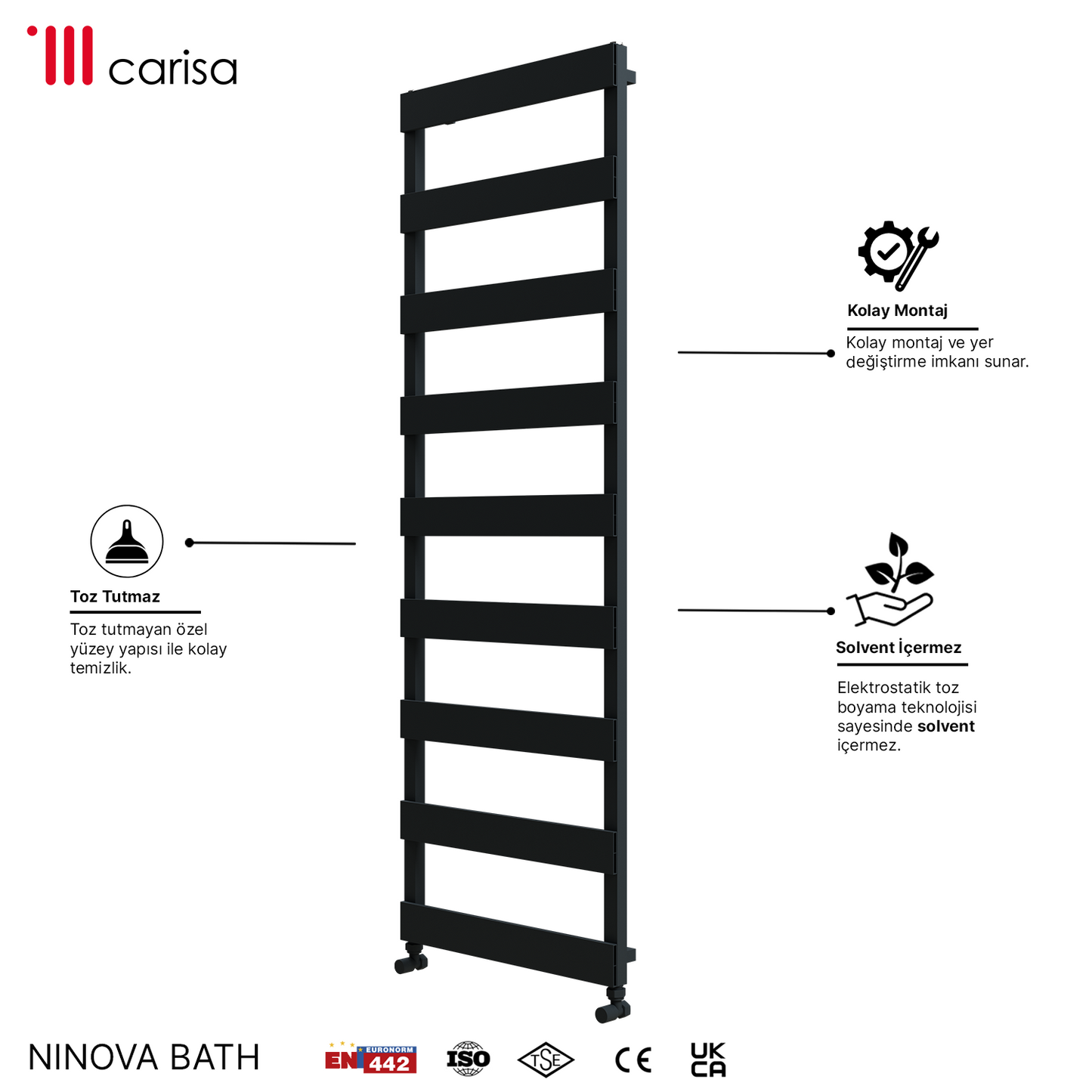 Carisa Ninova Bath Sèche-Serviettes en Aluminium Design Moderne Anthracite