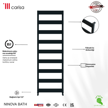Carisa Ninova Bath Sèche-Serviettes en Aluminium Design Moderne Anthracite
