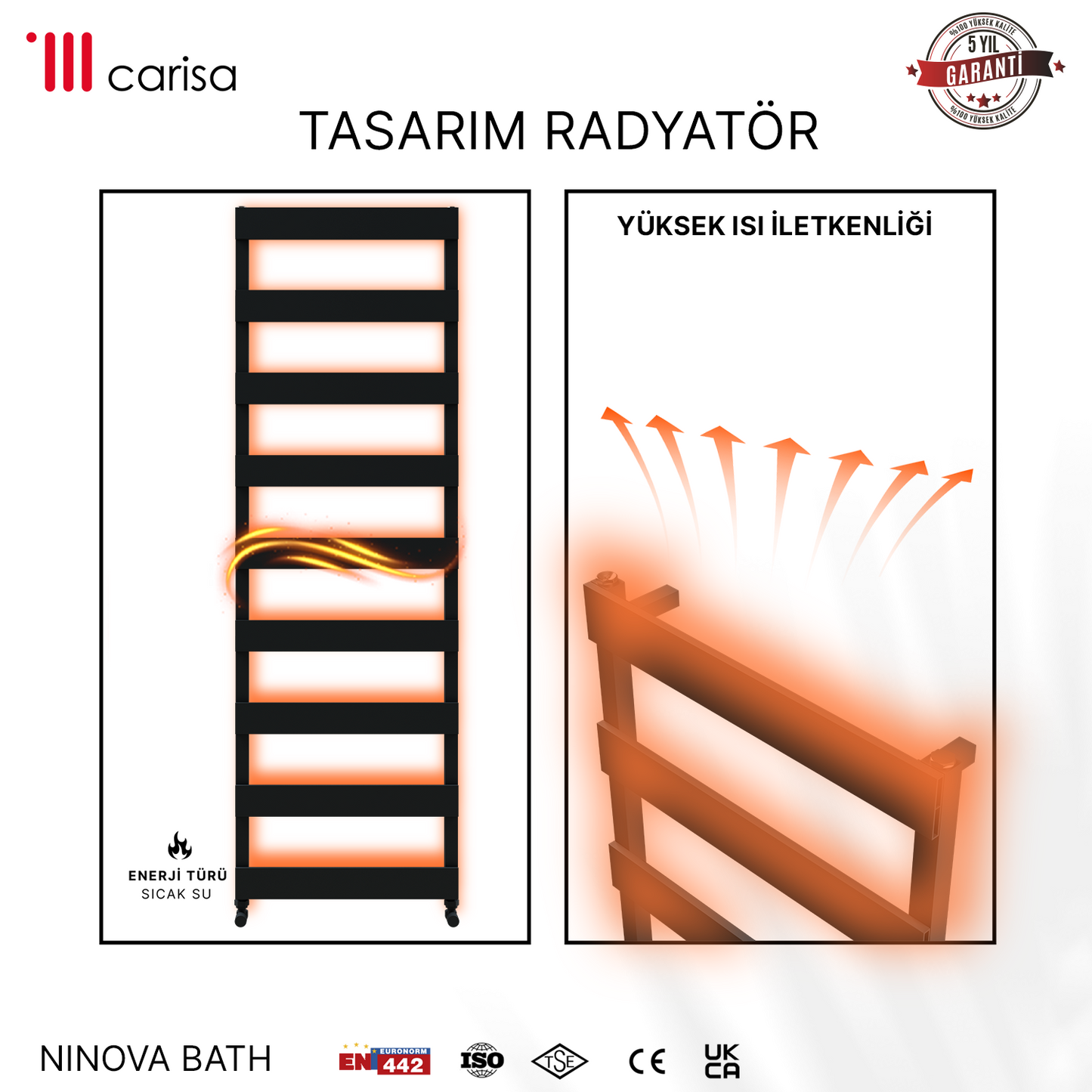 Carisa Ninova Bath Sèche-Serviettes en Aluminium Design Moderne Anthracite