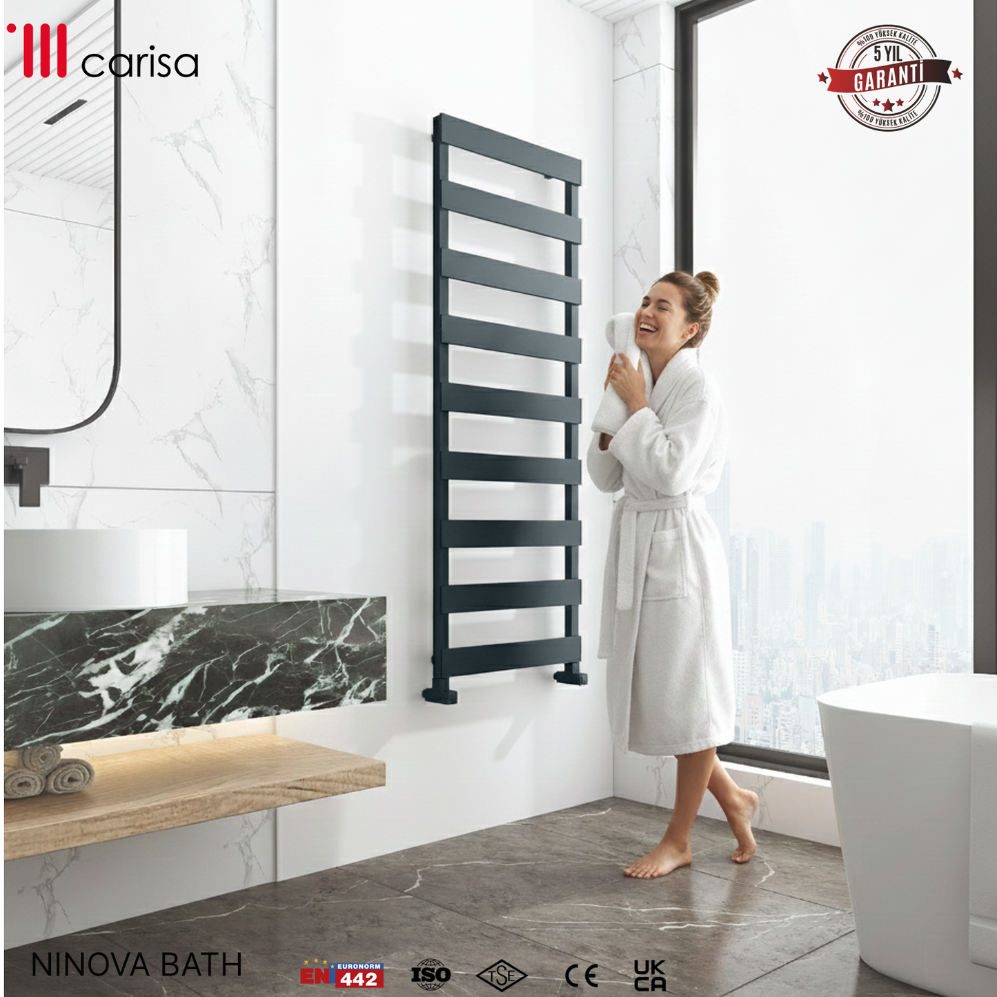 Carisa Ninova Bath Sèche-Serviettes en Aluminium Design Moderne Anthracite