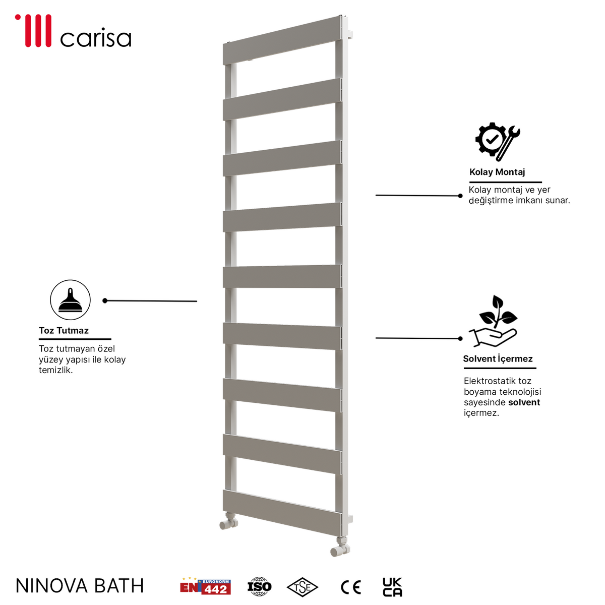 Carisa Ninova Bath Sèche-Serviettes en Aluminium Design Moderne Blanc