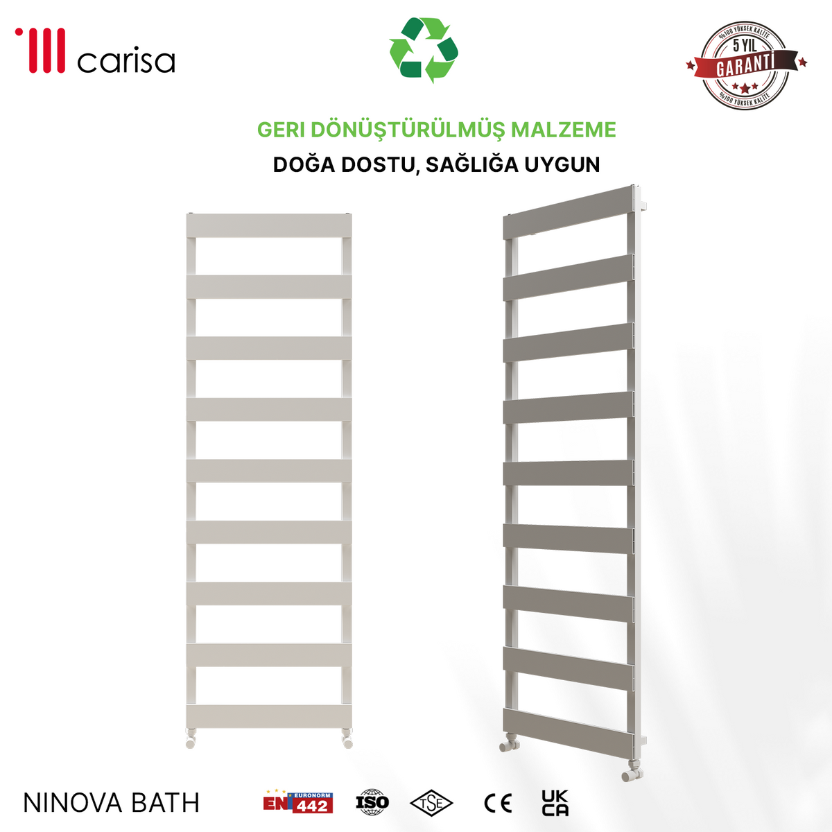 Carisa Ninova Bath Sèche-Serviettes en Aluminium Design Moderne Blanc