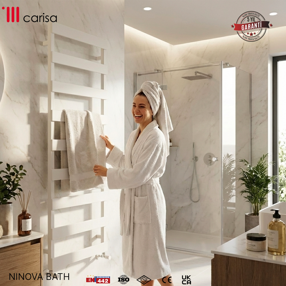 Carisa Ninova Bath Sèche-Serviettes en Aluminium Design Moderne Blanc