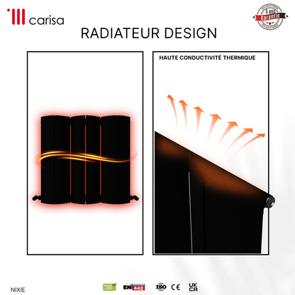 Carisa Nixie Radiateur en Aluminium Horizontal Design Moderne Noir