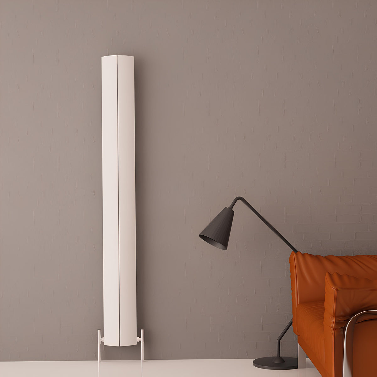 Alt Tag: Carisa Nixie Radiateur en Aluminium Vertical Design Moderne Blanc, radiateur vertical blanc design moderne pour salon