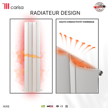 Carisa Nixie Radiateur en Aluminium Vertical Design Moderne Blanc