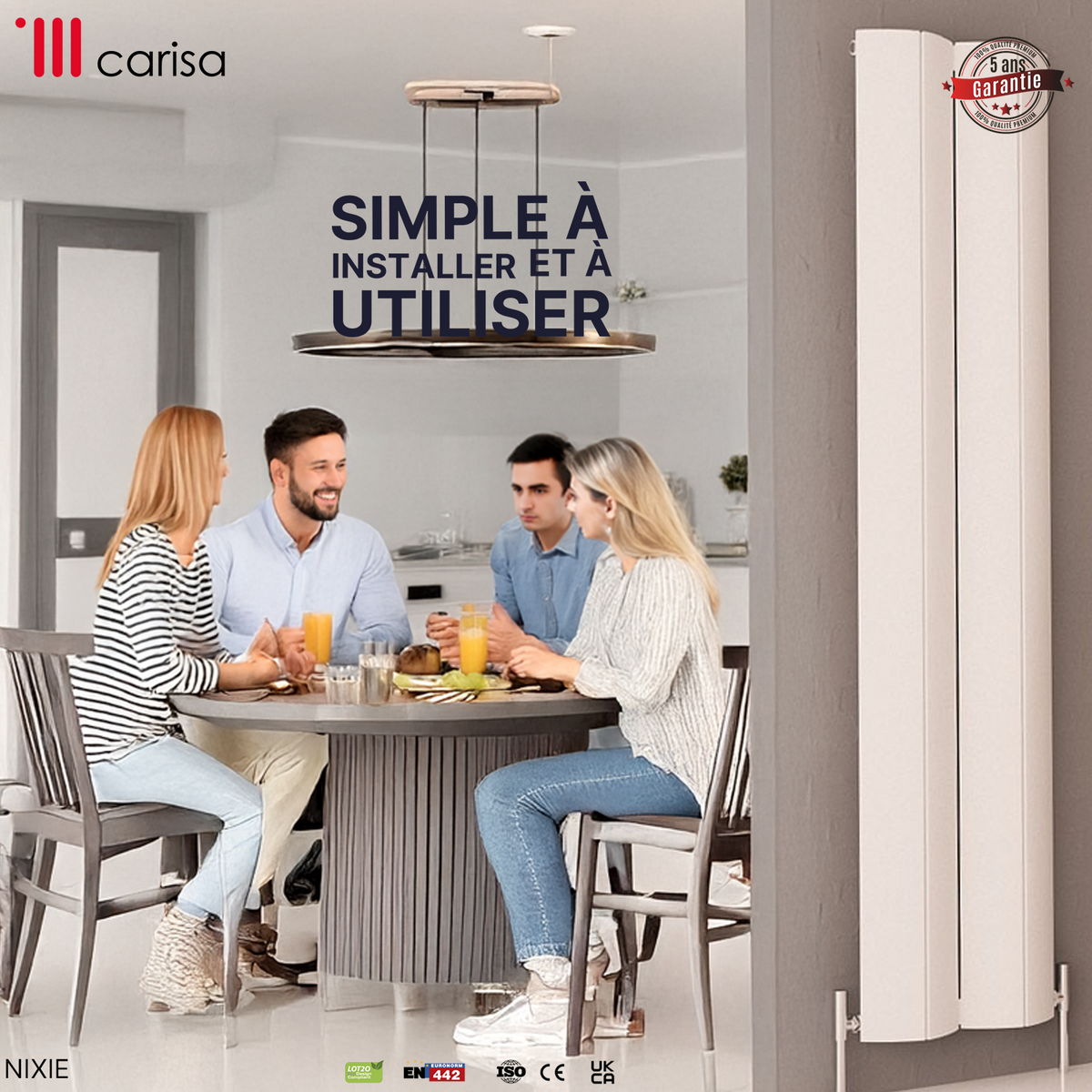 Carisa Nixie Radiateur en Aluminium Vertical Design Moderne Blanc