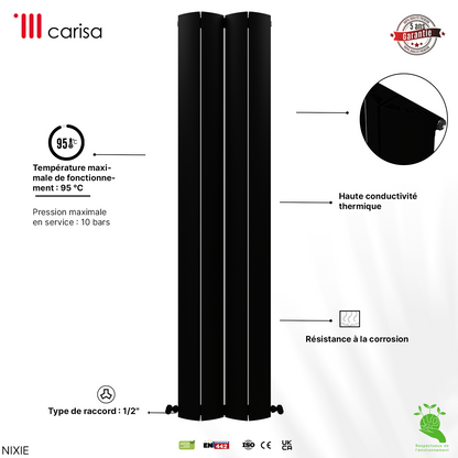 Carisa Nixie Radiateur en Aluminium Vertical Design Moderne Noir