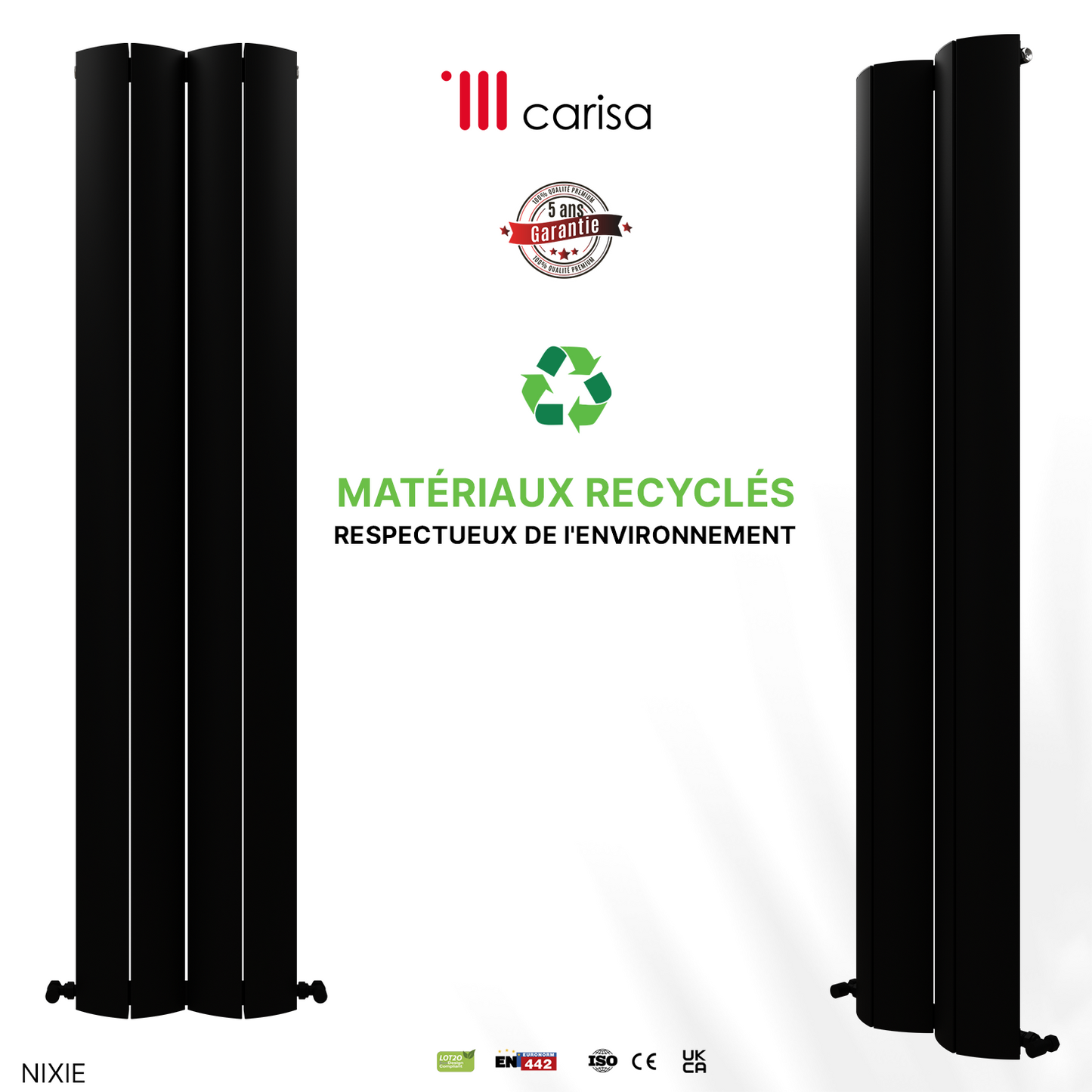 Carisa Nixie Radiateur en Aluminium Vertical Design Moderne Noir