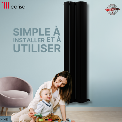 Carisa Nixie Radiateur en Aluminium Vertical Design Moderne Noir