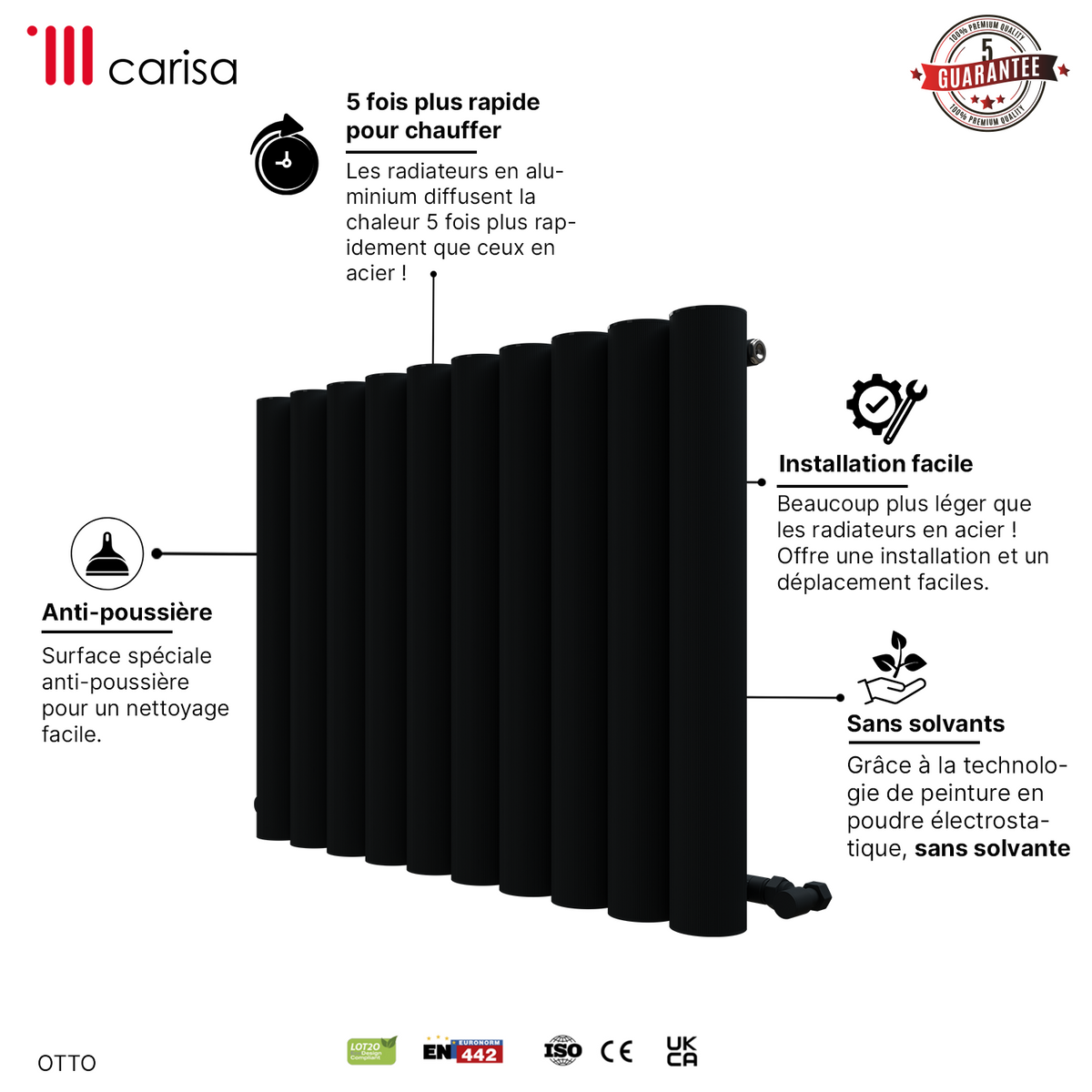 Carisa Otto Radiateur en Aluminium Horizontal Design Moderne Anthracite