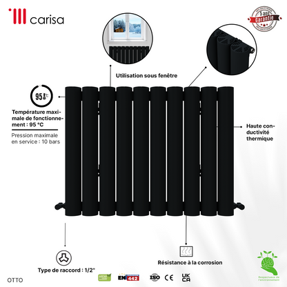 Carisa Otto Radiateur en Aluminium Horizontal Design Moderne Anthracite
