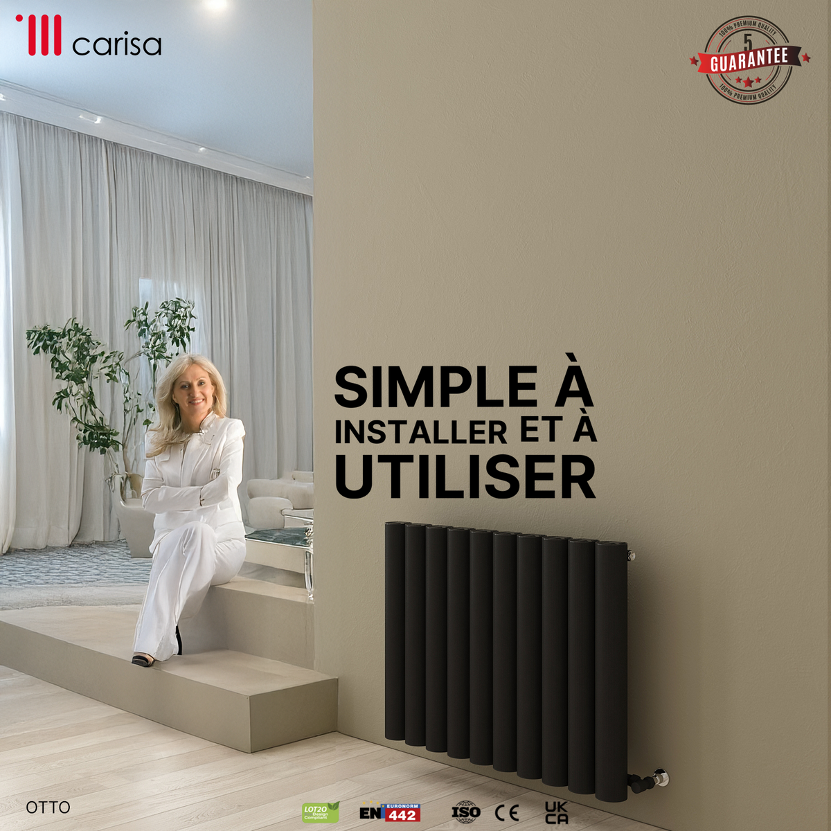 Carisa Otto Radiateur en Aluminium Horizontal Design Moderne Anthracite