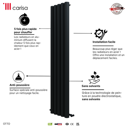 Carisa Otto Radiateur en Aluminium Vertical Design Moderne Anthracite
