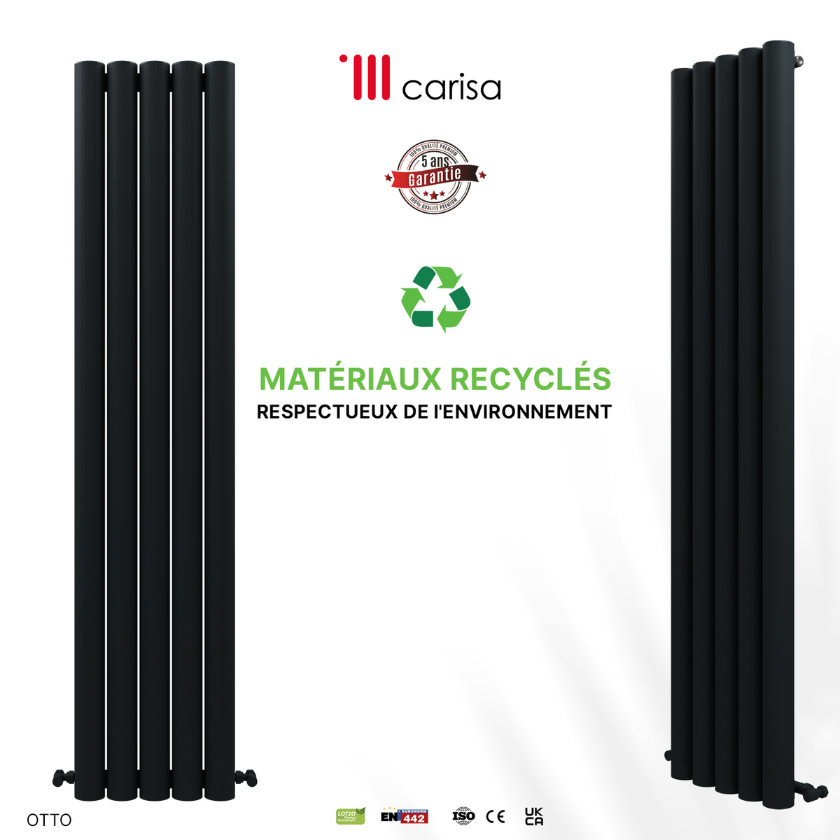 Carisa Otto Radiateur en Aluminium Vertical Design Moderne Anthracite