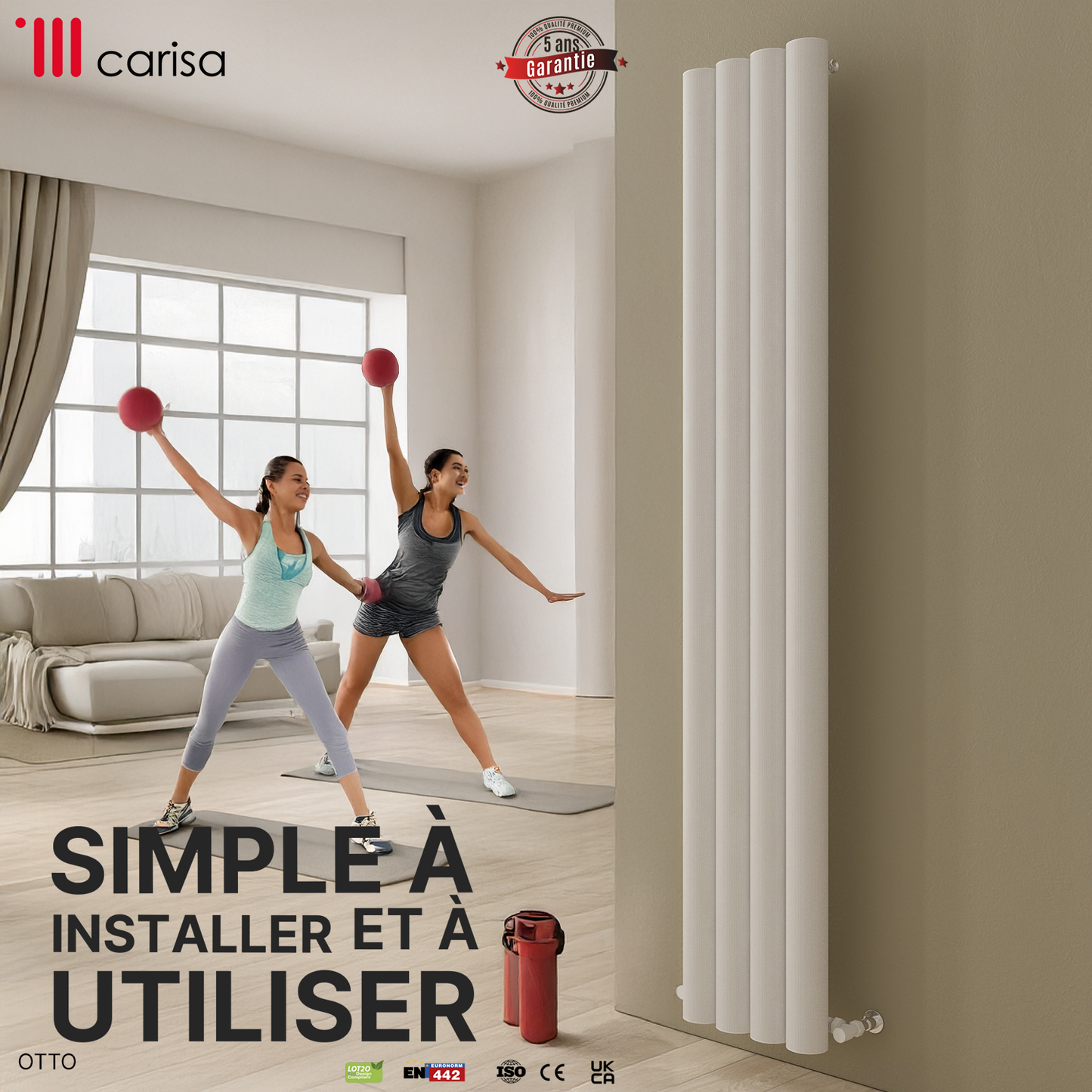Carisa Otto Radiateur en Aluminium Vertical Design Moderne Blanc