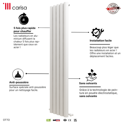 Carisa Otto Radiateur en Aluminium Vertical Design Moderne Blanc