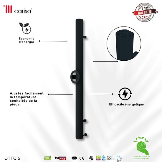 Carisa Otto Single Sèche-Serviette Électrique Design Moderne Anthracite