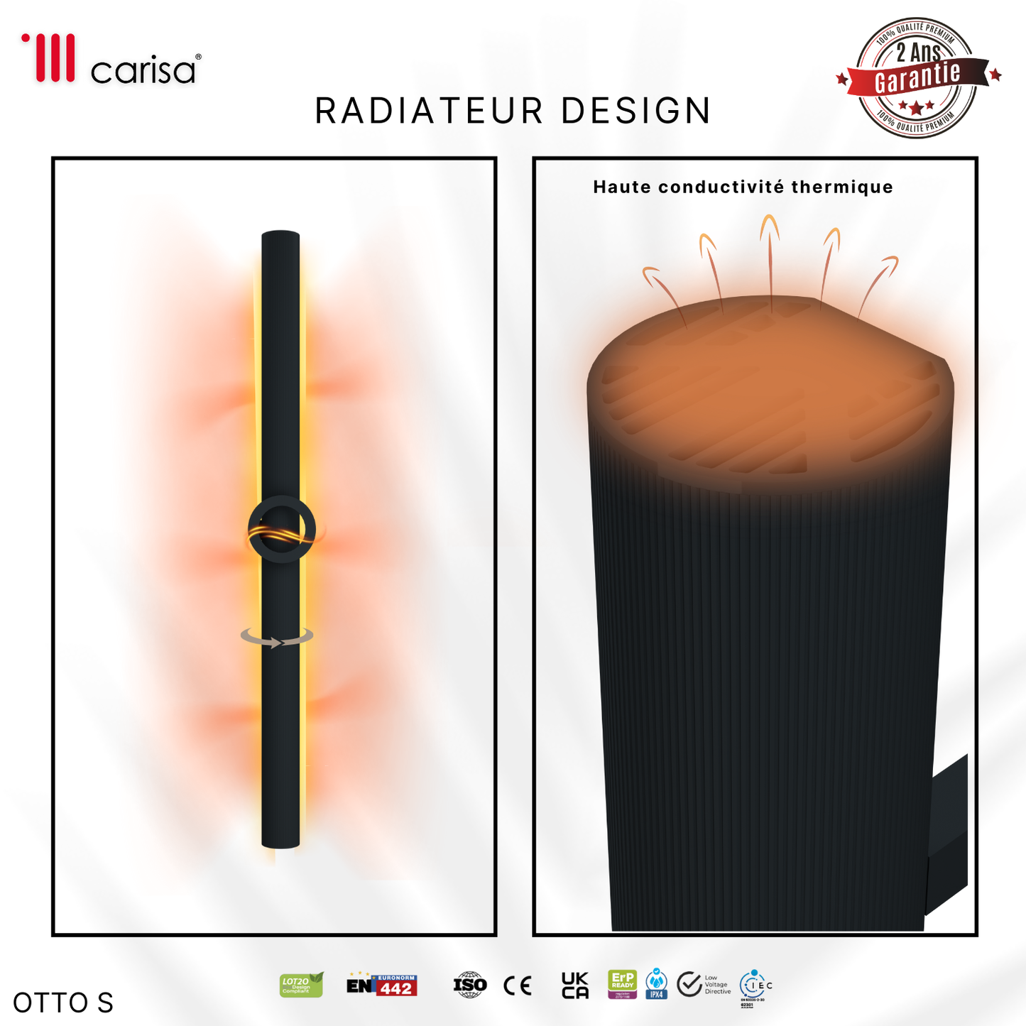 Carisa Otto Single Sèche-Serviette Électrique Design Moderne Anthracite