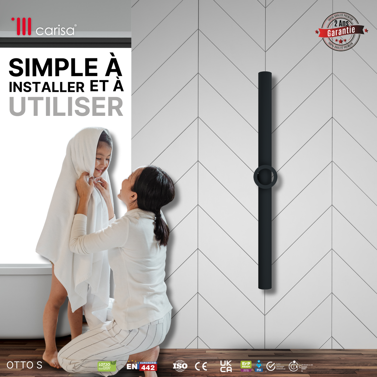 Carisa Otto Single Sèche-Serviette Électrique Design Moderne Anthracite