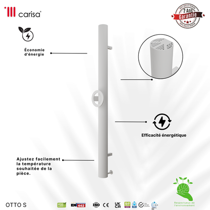 Carisa Otto Single Sèche-Serviette Électrique Design Moderne Blanc