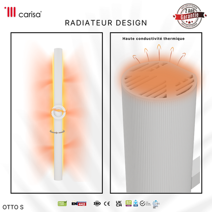 Carisa Otto Single Sèche-Serviette Électrique Design Moderne Blanc