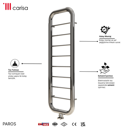 Carisa Paros Sèche-Serviettes en Acier Inoxydable Design Moderne Miroir Polisaj
