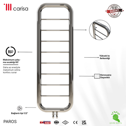 Carisa Paros Sèche-Serviettes en Acier Inoxydable Design Moderne Miroir Polisaj