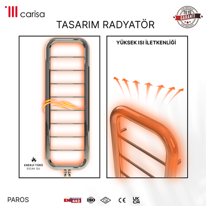 Carisa Paros Sèche-Serviettes en Acier Inoxydable Design Moderne Miroir Polisaj