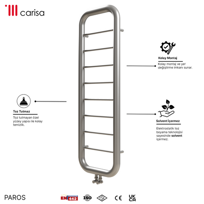 Carisa Paros Sèche-Serviettes en Acier Inoxydable Design Moderne Satiné Poli