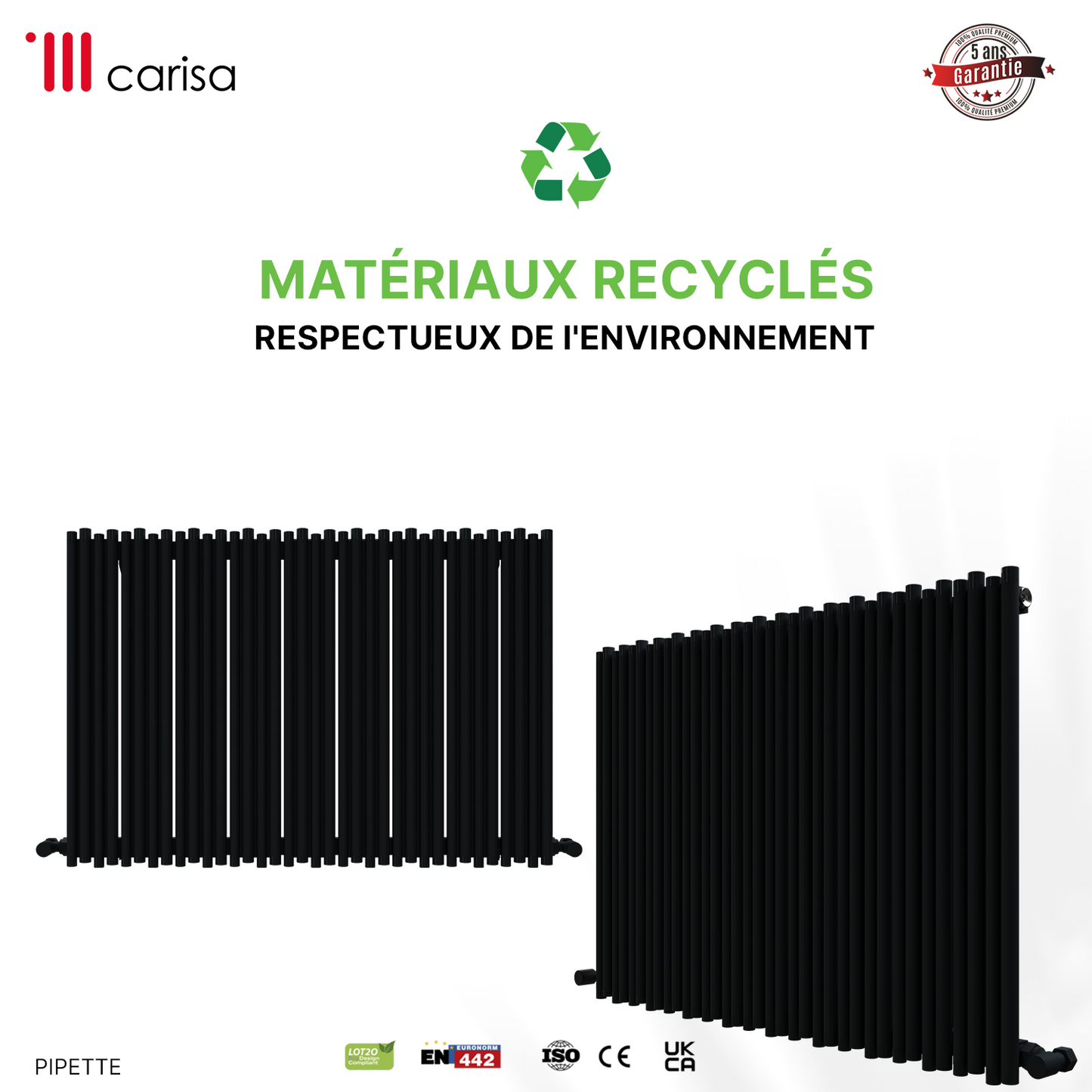 Carisa Pipette Radiateur en Aluminium Horizontal Design Moderne Anthracite