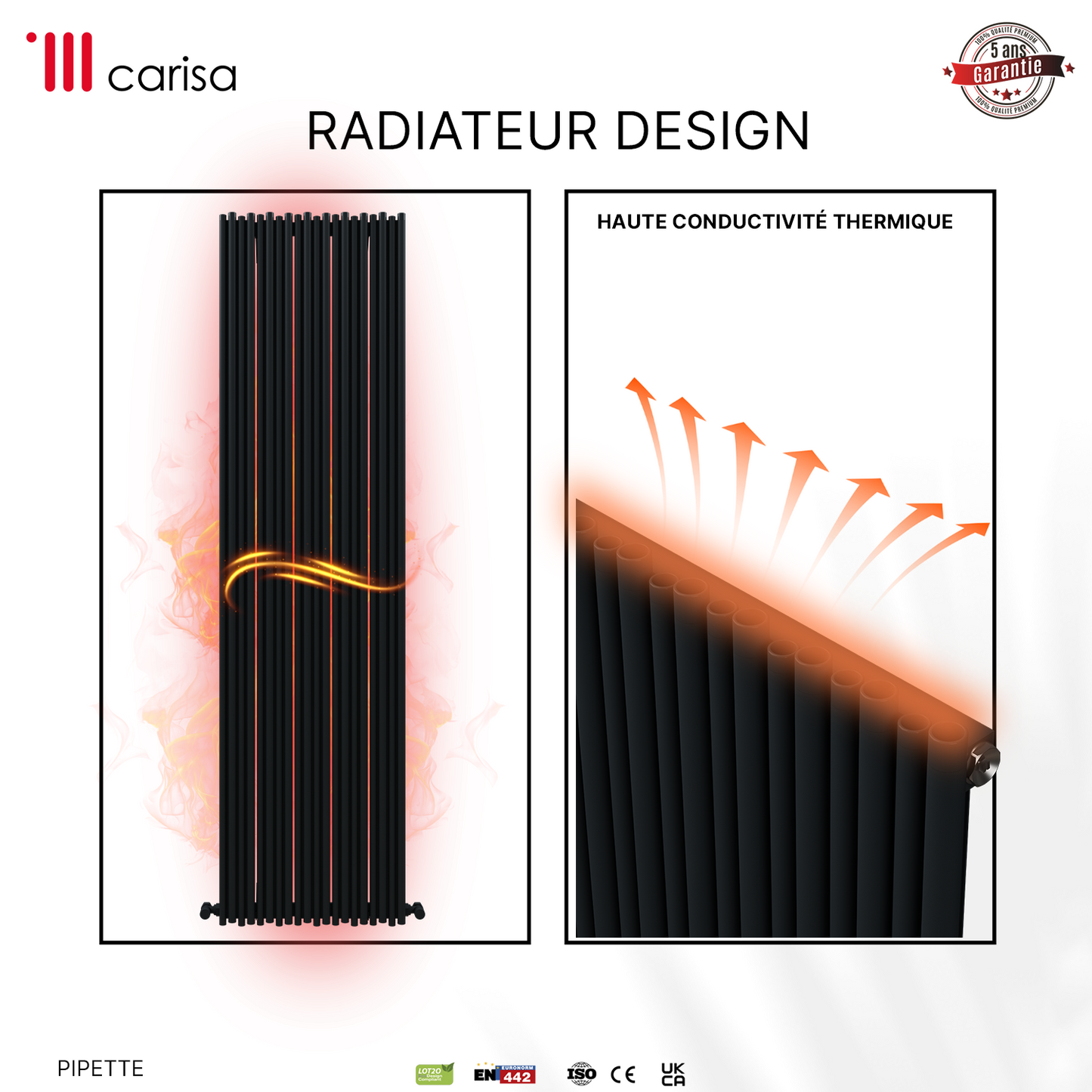 Carisa Pipette Radiateur en Aluminium Vertical Design Moderne Anthracite