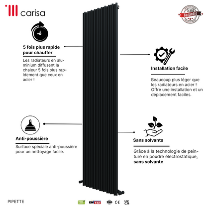 Carisa Pipette Radiateur en Aluminium Vertical Design Moderne Anthracite