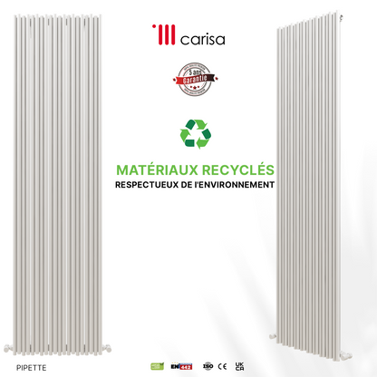 Carisa Pipette Radiateur en Aluminium Vertical Design Moderne Blanc