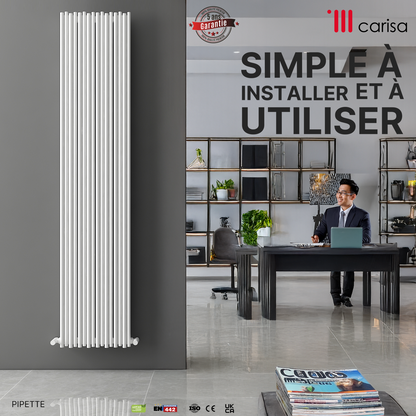 Carisa Pipette Radiateur en Aluminium Vertical Design Moderne Blanc