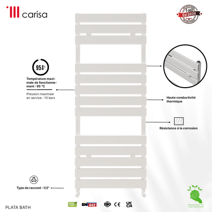 Carisa Plata Bath Sèche-Serviettes en Aluminium Design Moderne Blanc