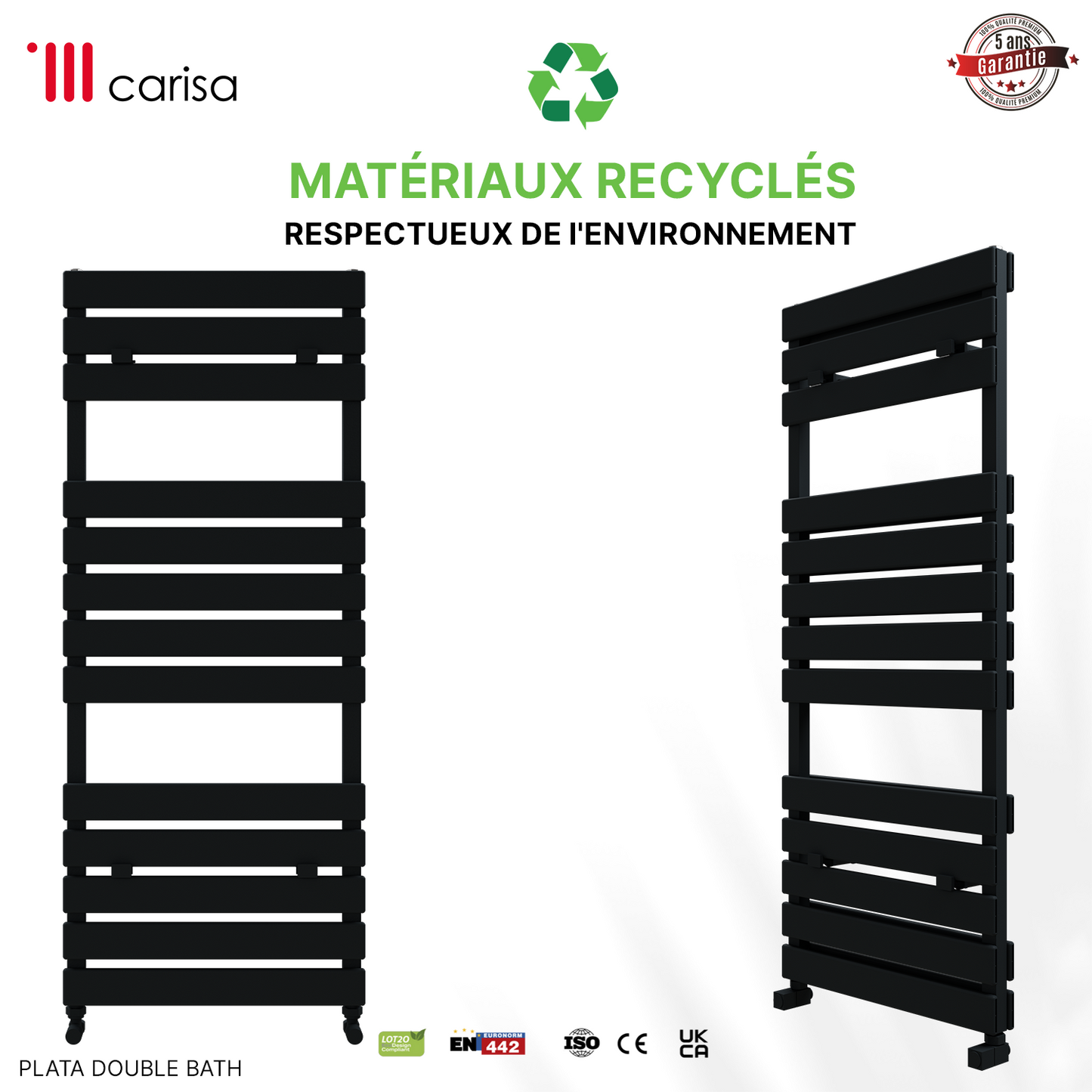 Carisa Plata Double Bath Sèche-Serviettes en Aluminium Design Moderne Anthracite