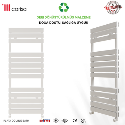 Carisa Plata Double Bath Sèche-Serviettes en Aluminium Design Moderne Blanc