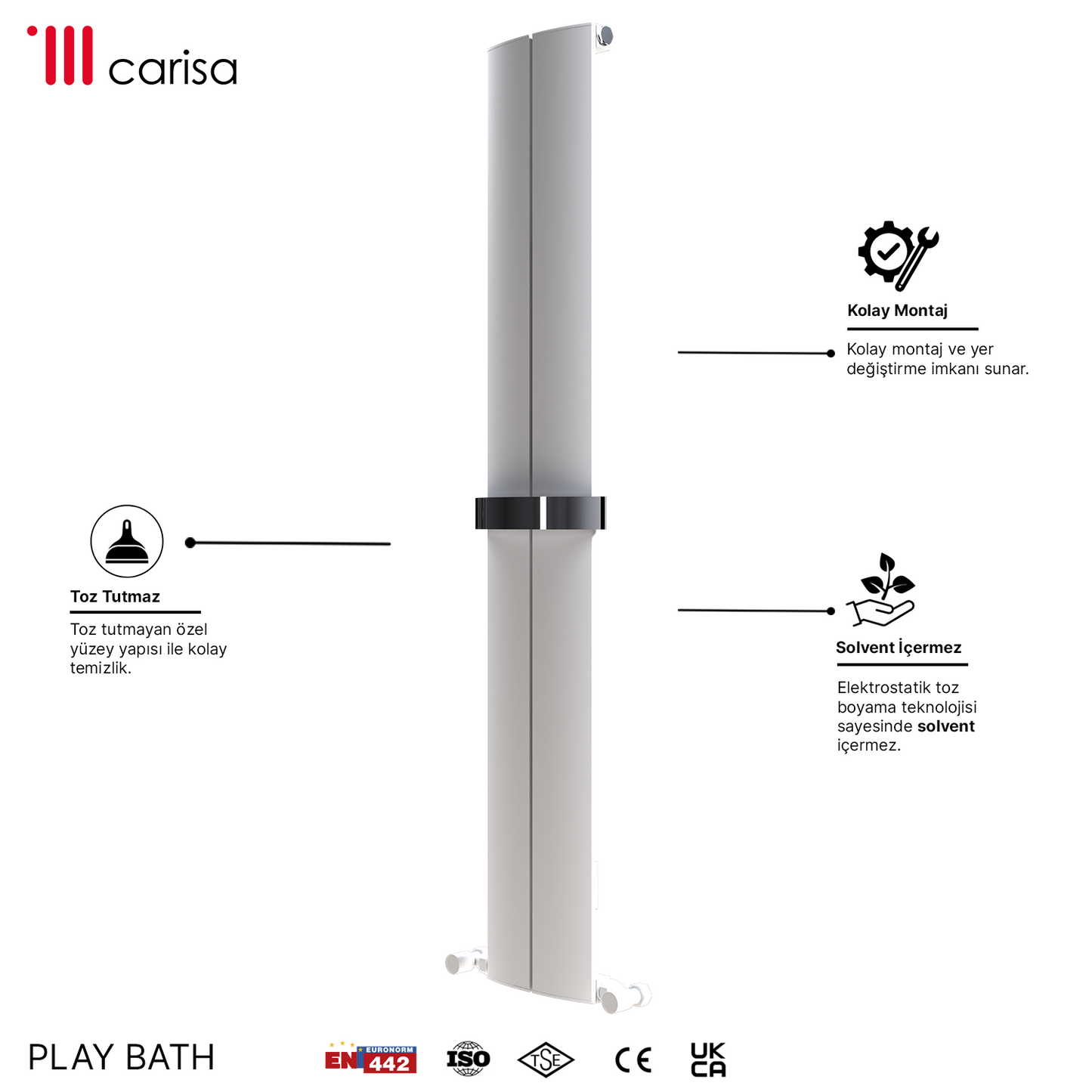 Carisa Play Bath Sèche-Serviettes en Aluminium Design Moderne Blanc