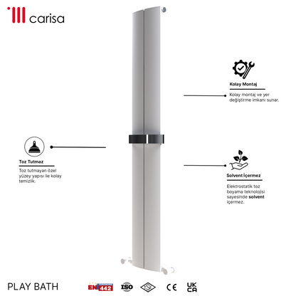 Carisa Play Bath Sèche-Serviettes en Aluminium Design Moderne Blanc