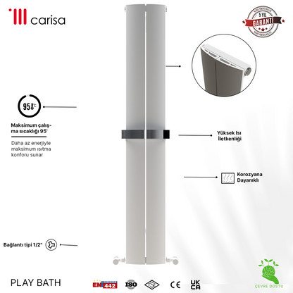 Carisa Play Bath Sèche-Serviettes en Aluminium Design Moderne Blanc