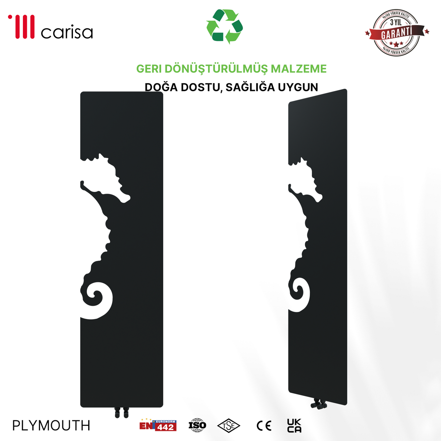 Carisa Plymouth Radiateur Design Mince en Acier Vertical Design Moderne Anthracite