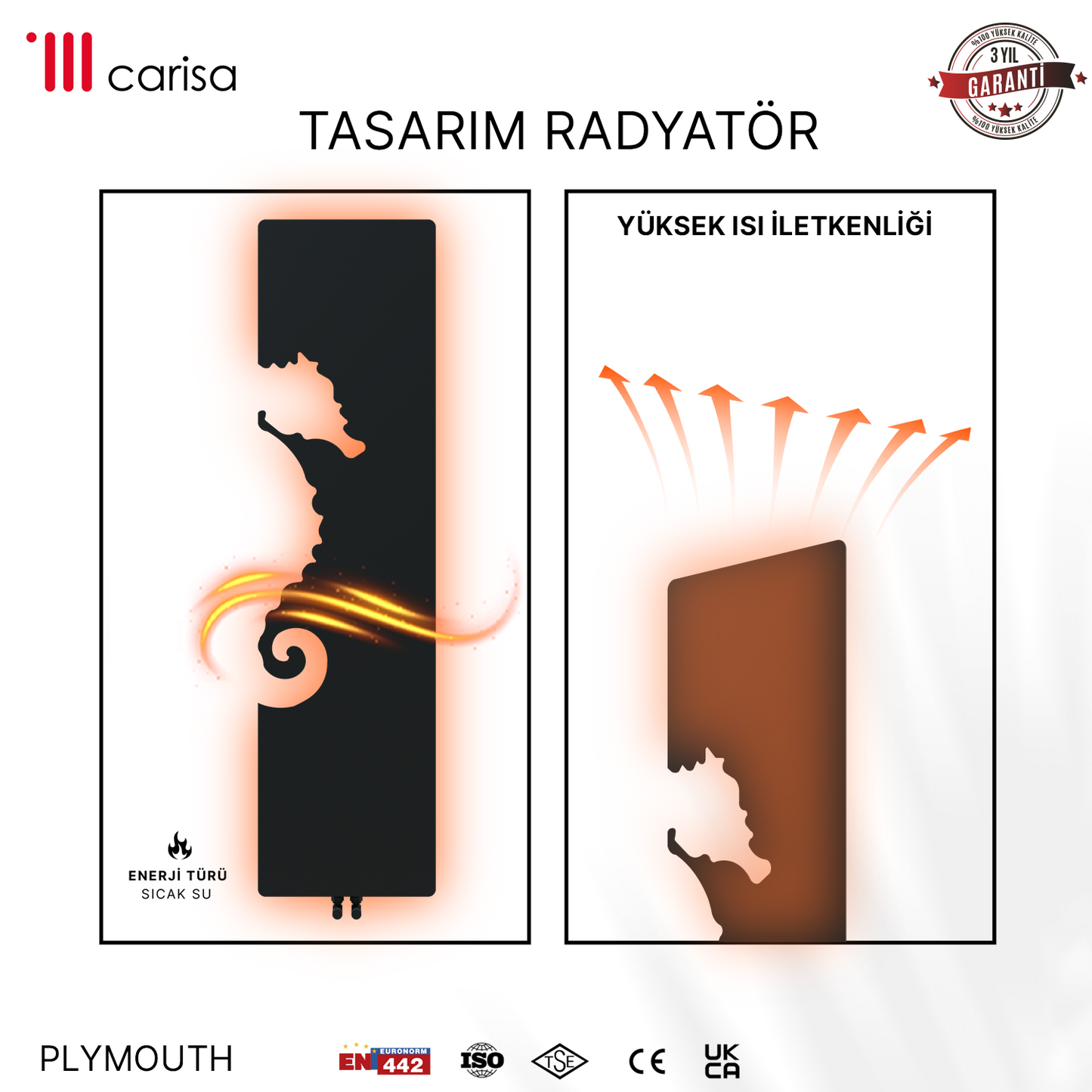 Carisa Plymouth Radiateur Design Mince en Acier Vertical Design Moderne Anthracite